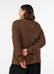 Strikket bluse med ribbestruktur og knappdetaljer, Brun, Model image number 2