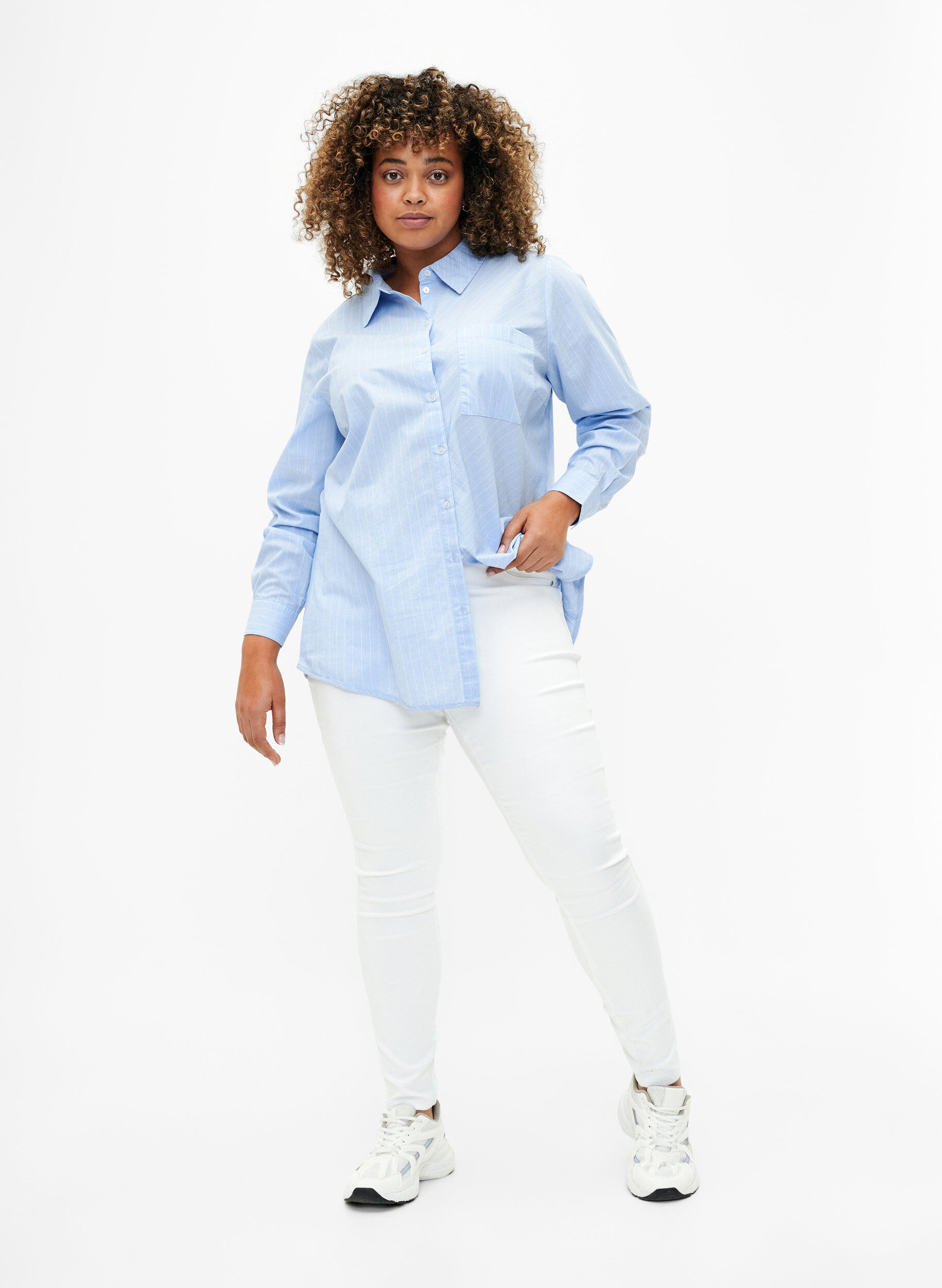 ZizziJeggings med h&oslash;y midje, Hvit, Model image number 0