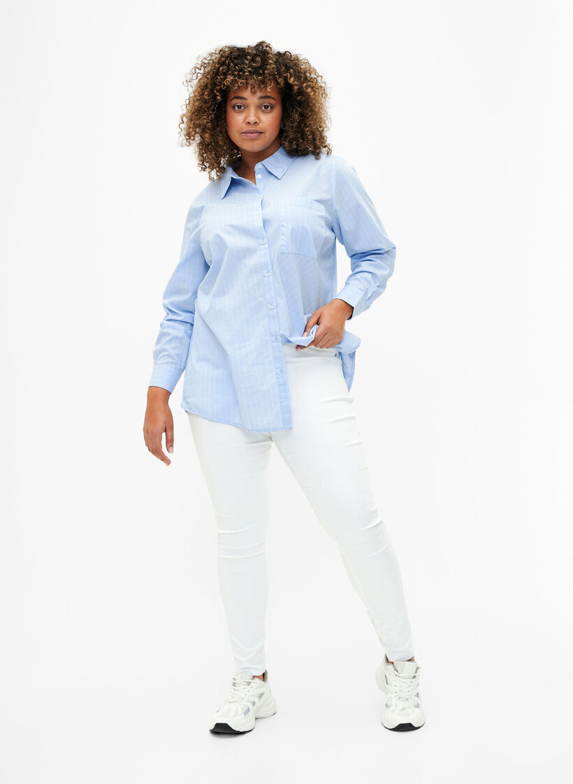 Jeggings med h&oslash;y midje, Hvit, Model image number 0