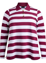 Stripete poloskjorte med lange ermer, Bright W. Maroon B. 