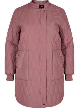 Quiltet jakke med lommer, Rose Taupe, Packshot image number 0