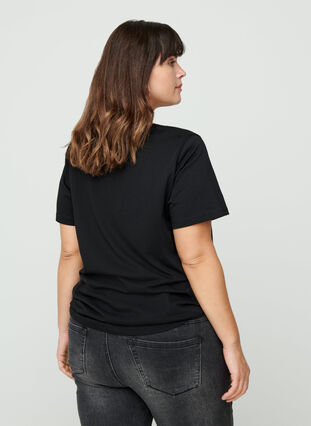 kortermet t-skjorte med print, Black, Model image number 1