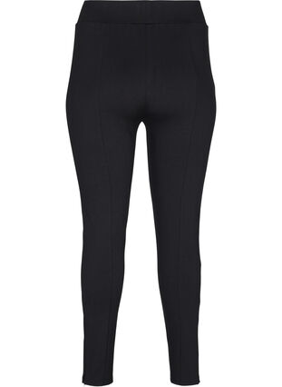 Leggings med strikk og glidelås, Black, Packshot image number 1