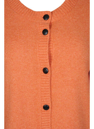 Kort strikket cardigan med kontrastfargede knapper, Mandarin Orange Mel, Packshot image number 2