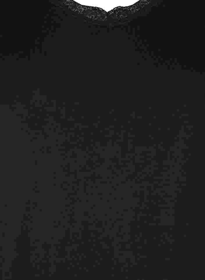 Kortermet pysjamaskjole i viskose, Black, Packshot image number 2
