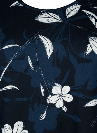 Blomstret bluse med lange ermer, Navy B. Flower AOP, Packshot image number 2