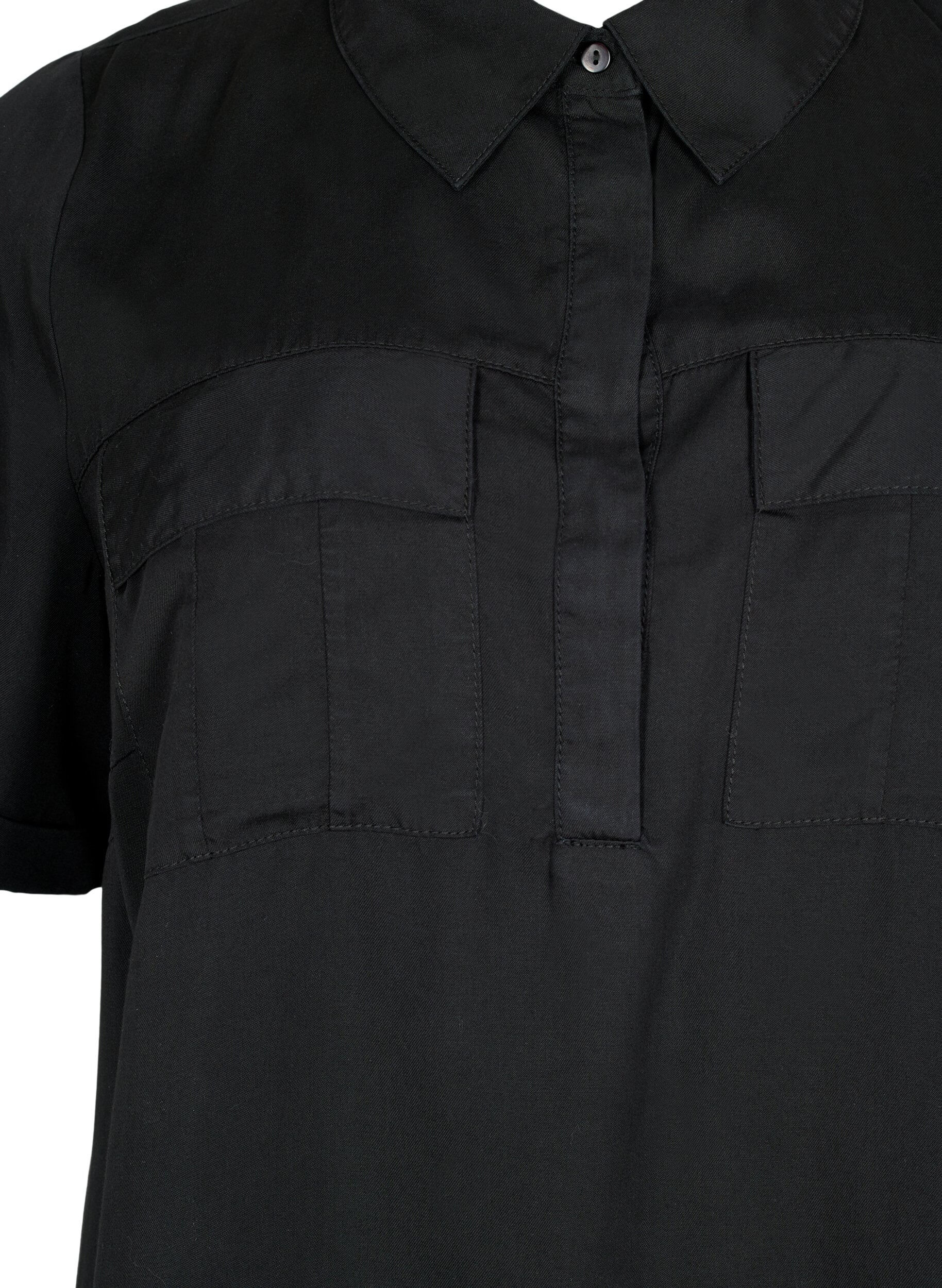 Zizzi Kortermet tunika i lyocell (TENCEL&trade;), Black, Packshot image number 2