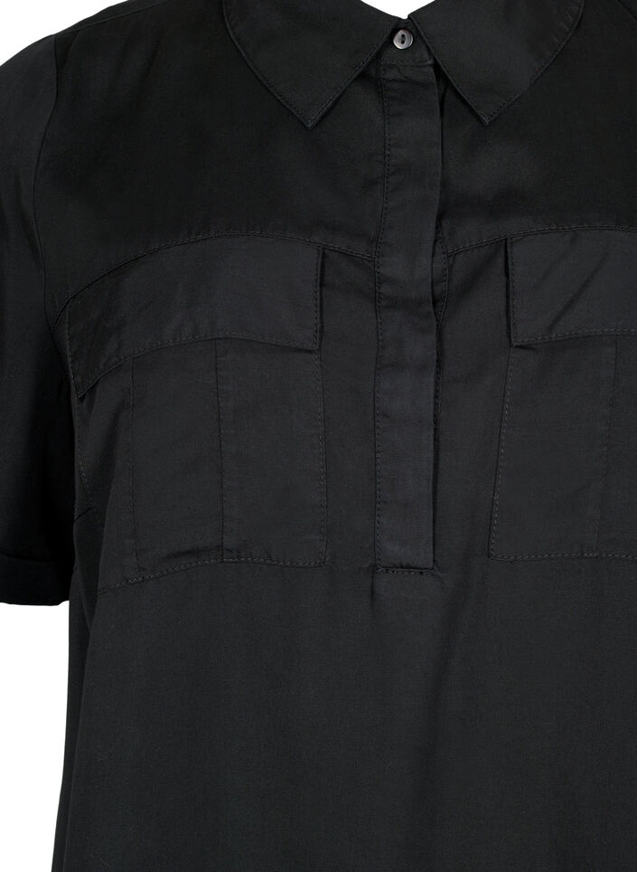 Kortermet tunika i lyocell (TENCEL™), Black, Packshot image number 2