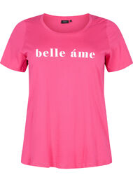 T-skjorte i bomull med tekst på brystet, Fandango Pink
