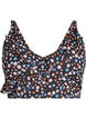 Blomstrete bikinioverdel med volangdetaljer, Brun, Packshot image number 0