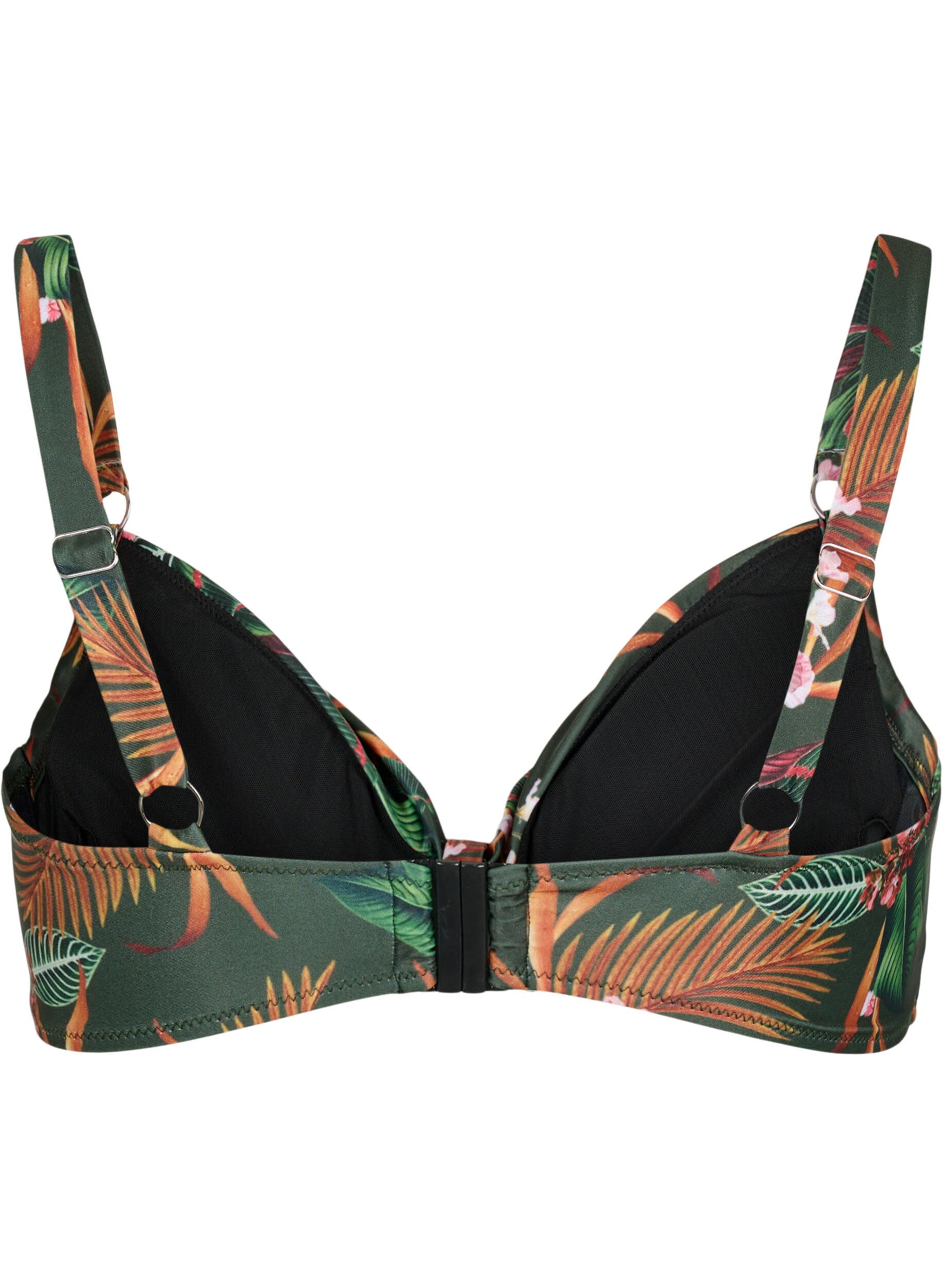 Zizzi Bikini-BH med b&oslash;yler og trykk, Gr&oslash;nn, Packshot image number 1