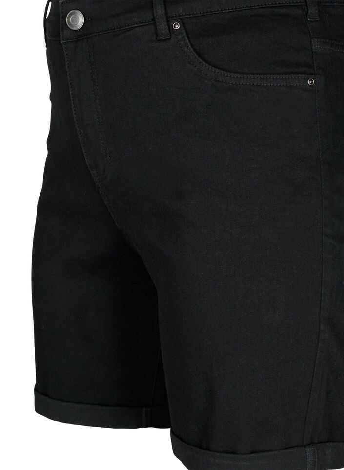 Tettsittende dongerishorts med høy midje, Black, Packshot image number 2