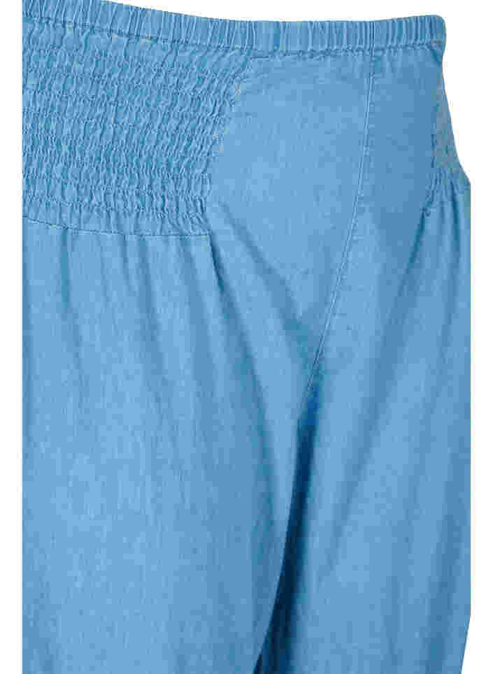 Løse knickers med smock i bomull, Light blue denim, Packshot image number 2