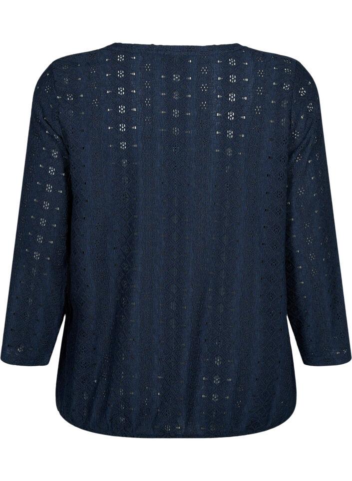 Bluse med V-hals og glidelås, Navy Blazer, Packshot image number 1
