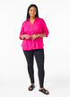 Skjorte bluse med knappelukking i bomull-lin-blanding, Bright Rose, Model image number 2