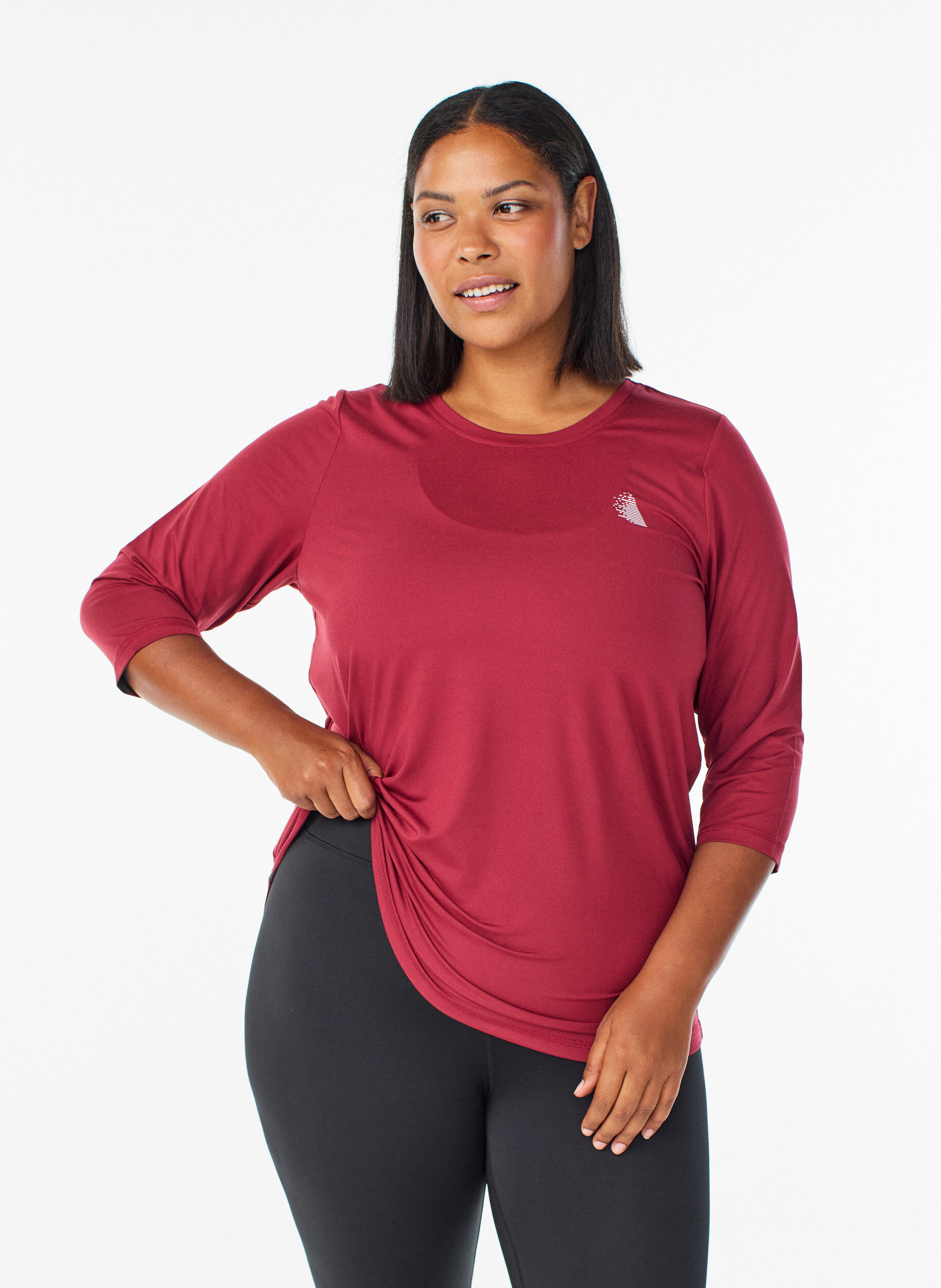 Treningsbluse med 3/4-ermer, R&oslash;d, Model