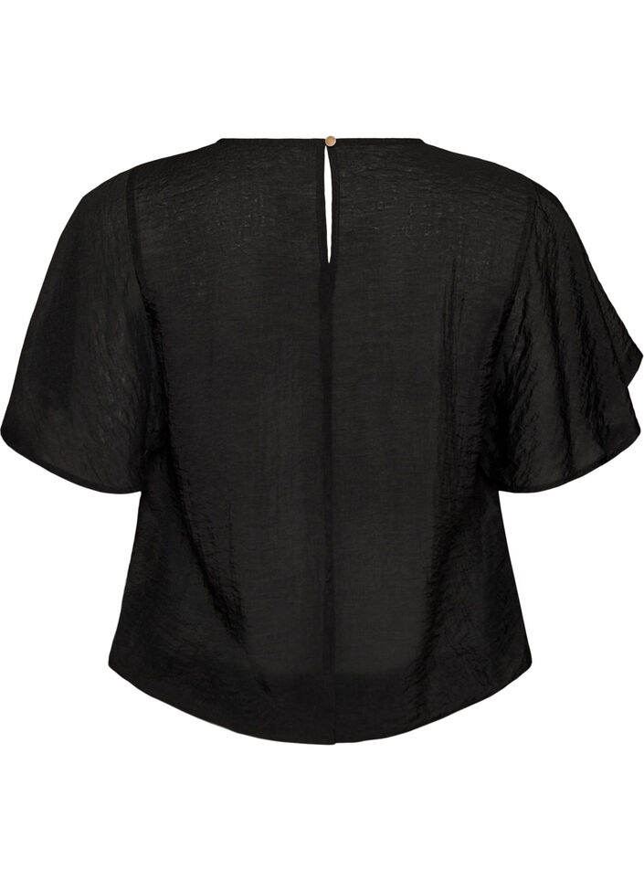 Bluse med ballongform og flaggermus ermer, Svart, Packshot image number 1