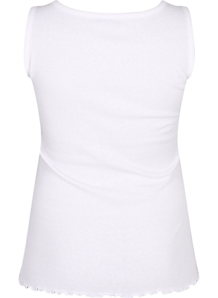 Ribbestrikket tanktopp med knapper, Bright White, Packshot image number 1