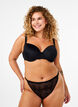 G-streng med blonder og strikk i midjen, Black, Model image number 0