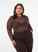 Mesh bluse med trykk, Brun, Model image number 0