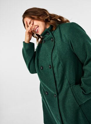 Zizzi Kort A-linje kåpe, Trekking Green Mel., Model image number 2