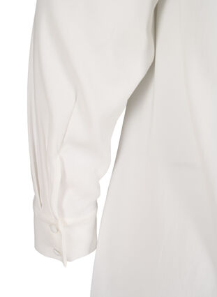 Lang ensfarget skjorte med brystlomme, Warm Off-white, Packshot image number 3