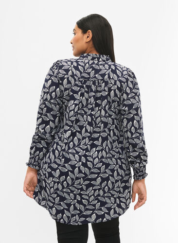 Tunika med vaffelsøm, Navy Leaf, Model image number 1