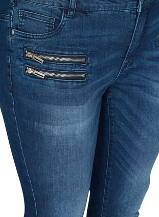 Sanna jeans med glidelåsdetaljer, Blue denim, Packshot image number 2