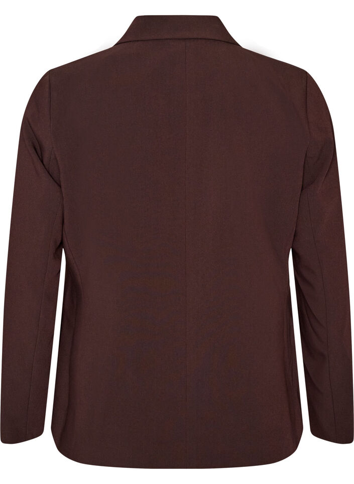 Klassisk blazer med enkel knappelukking, Brun, Packshot image number 1