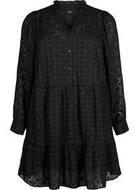 Jacquard kjole med volangkrage