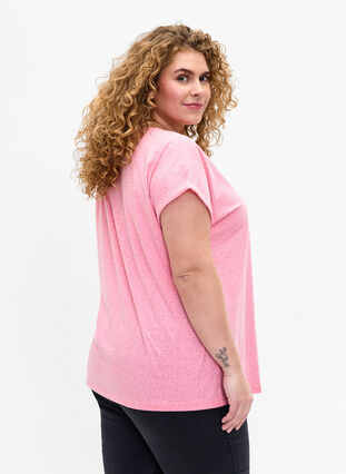 Melert T-skjorte med korte ermer, Strawberry Pink Mel., Model image number 1