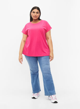 Kortermet T-skjorte i bomullsblanding, Raspberry Sorbet, Model image number 2