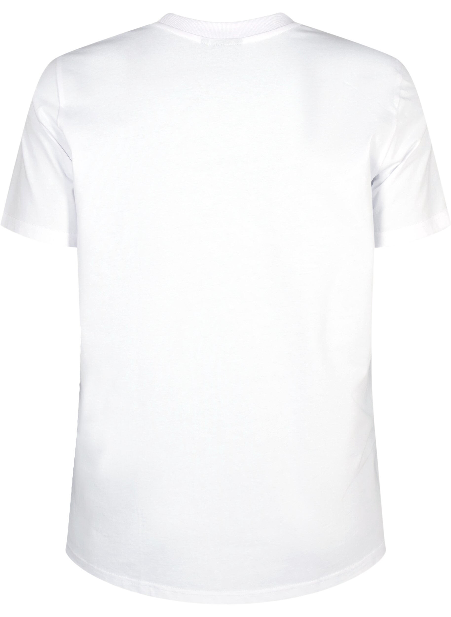 ZizziBasic T-skjorte i bomull med rund hals, Hvit, Packshot image number 1