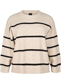 Løsstripet genser, Beige Løsstripet genser