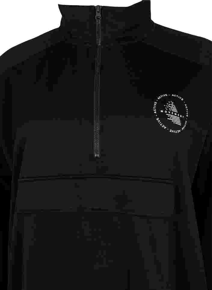 Lang genser med lomme og glidelås, Black, Packshot image number 1