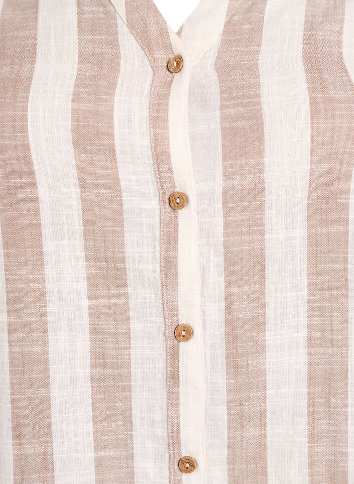 Bluse i bomull med V-hals, Beige, Packshot image number 2