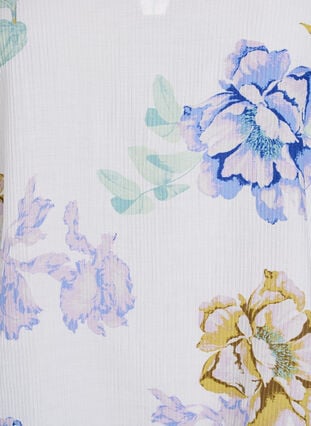 Zizzi Plissert bluse med lange ermer og blomstertrykk, Hvit, Packshot image number 2