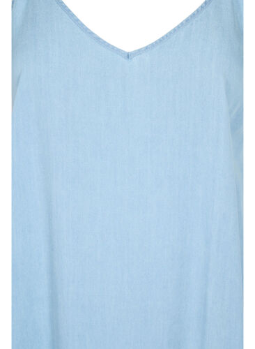 Lang denimkjole med tynne stropper, Light blue denim, Packshot image number 2