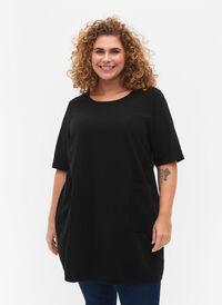 FLASH - kortermet tunika i bomull, Black, Model