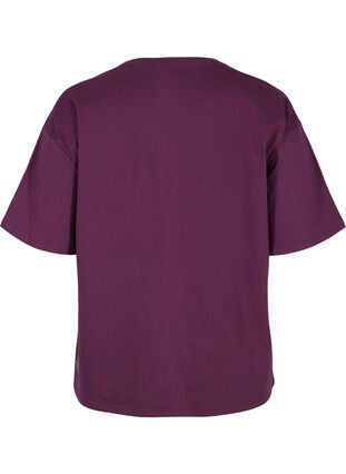 Trenings T-skjorte i bomull, Blackberry Wine, Packshot image number 1