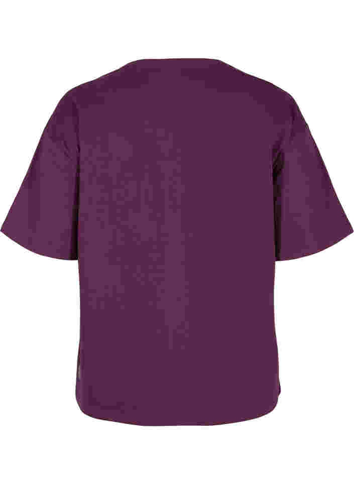 Trenings T-skjorte i bomull, Blackberry Wine, Packshot image number 1