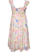 Lang blomstrete kjole i lyocell med volanger, Hvit, Packshot image number 1