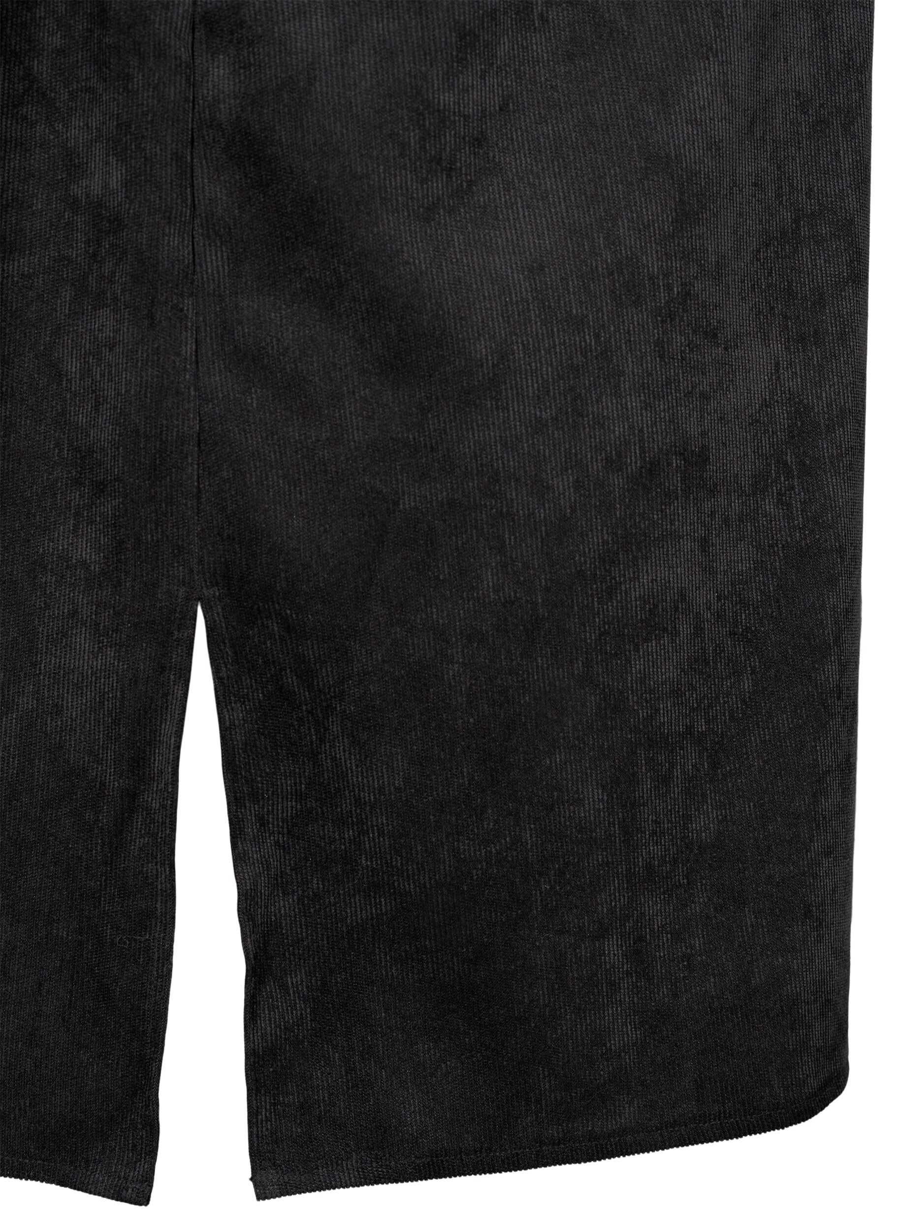 Zizzi Kordfl&oslash;yelskjole med 3/4-ermer og knapper, Black, Packshot image number 2