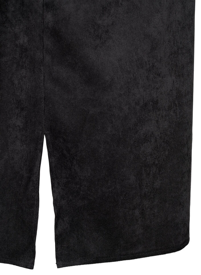 Kordfløyelskjole med 3/4-ermer og knapper, Black, Packshot image number 2