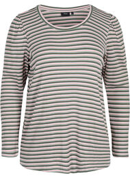 Stripete genser med lange ermer, Rosa/Green Stripe
