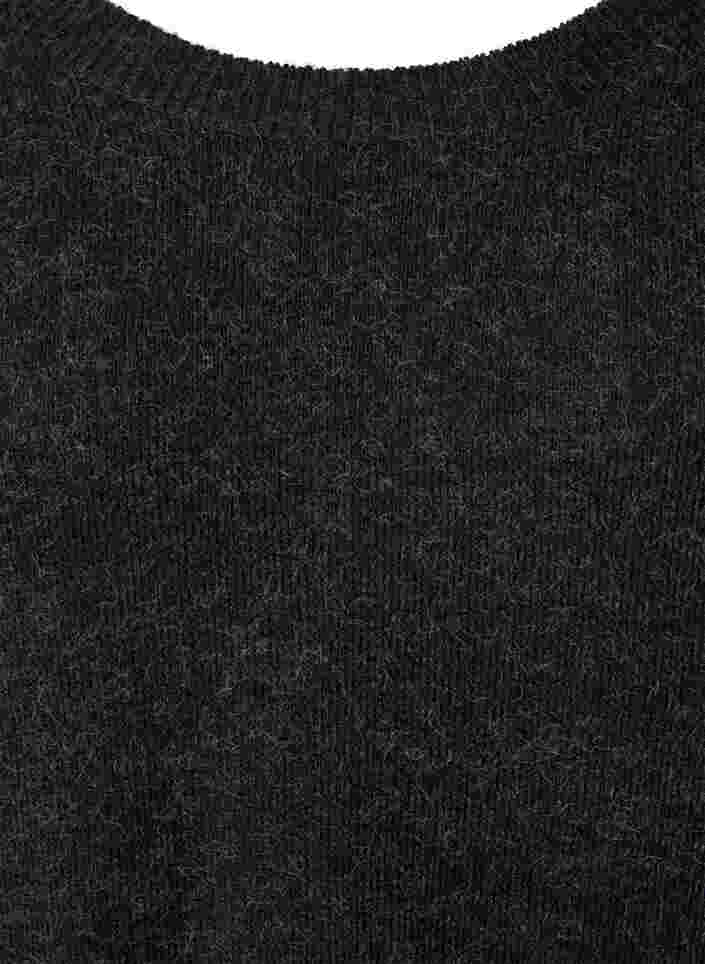 Melert strikkekjole med knapper, Dark Grey Melange, Packshot image number 2