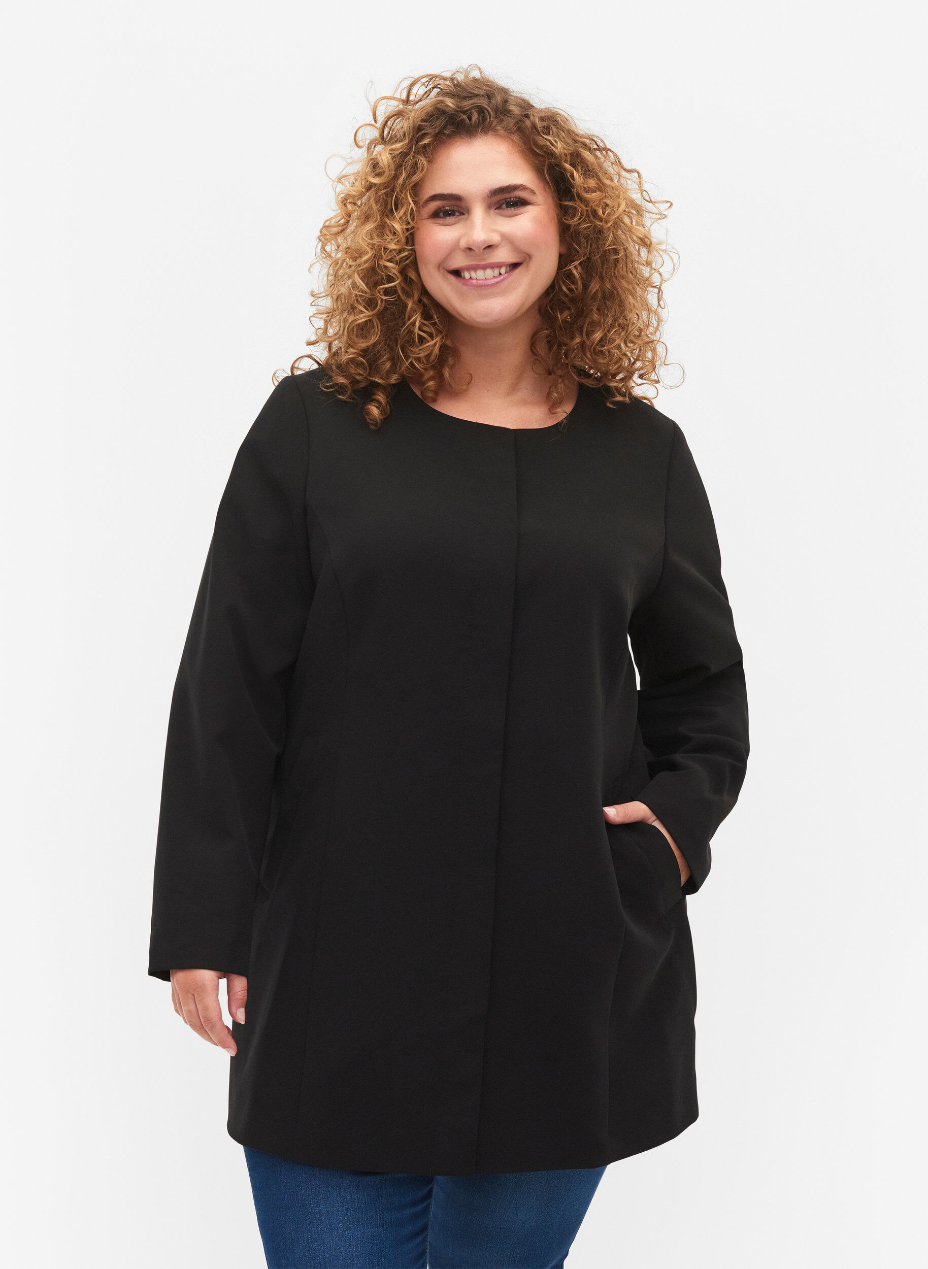 Zizzi Lett klassisk v&aring;rjakke, Black, Model image number 0