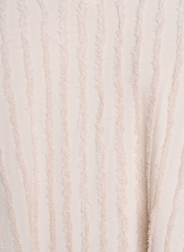 Bluse med korte ermer og stripete tekstur, Beige, Packshot image number 2