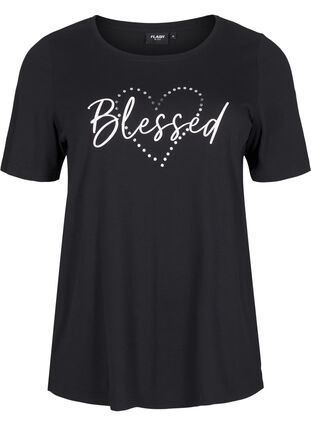 Zizzi FLASH - T-skjorte med motiv, Black Blessed , Packshot image number 0