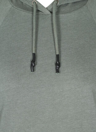Melert sweatshirt med hette og lomme, Balsam Melange, Packshot image number 2